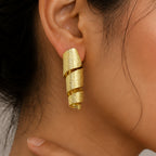 Fashionable 18K Gold Plated Twisted Ribbon Earrings for Ethnic & Western Wear BIE1014
