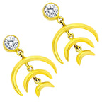 Designer 18K Gold Plated White Zircon, Green Onyx, Garnet Stone Statement Earrings for Women & Girls BIE1015