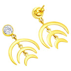 Designer 18K Gold Plated White Zircon, Green Onyx, Garnet Stone Statement Earrings for Women & Girls BIE1015