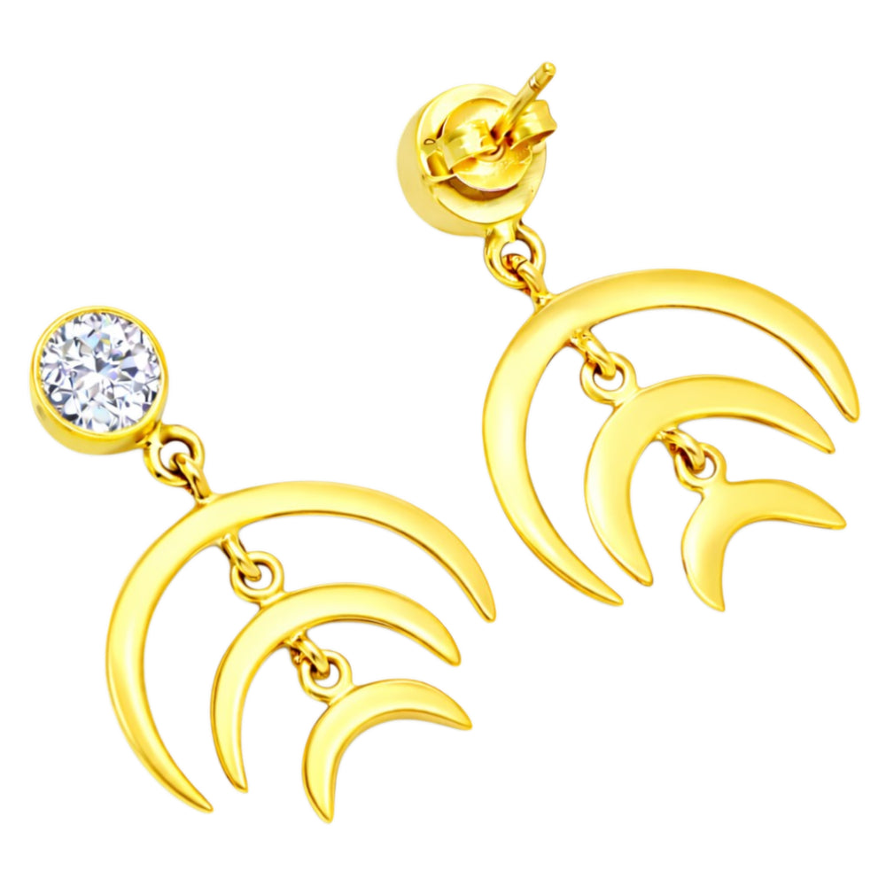 Designer 18K Gold Plated White Zircon, Green Onyx, Garnet Stone Statement Earrings for Women & Girls BIE1015