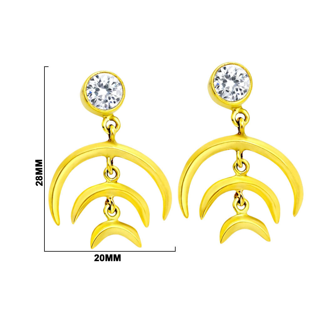 Designer 18K Gold Plated White Zircon, Green Onyx, Garnet Stone Statement Earrings for Women & Girls BIE1015