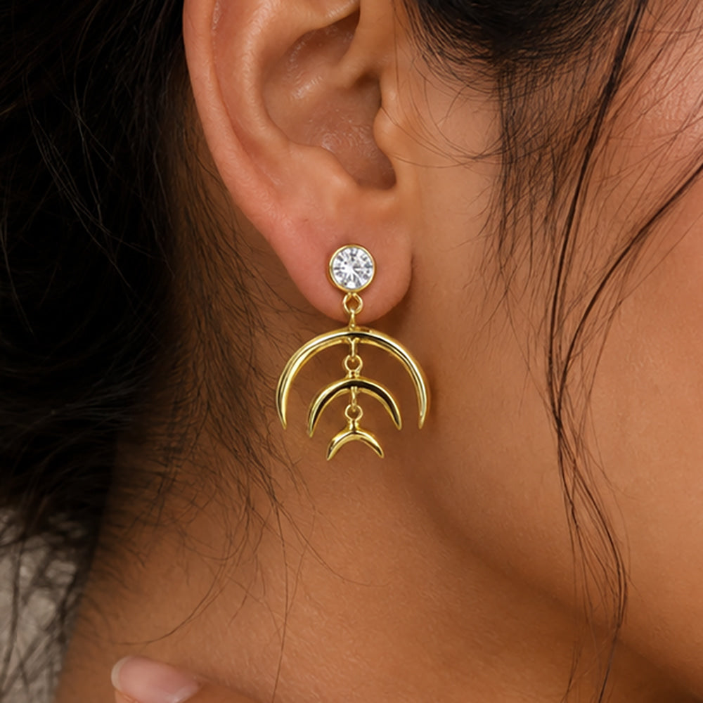 Designer 18K Gold Plated White Zircon, Green Onyx, Garnet Stone Statement Earrings for Women & Girls BIE1015