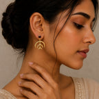Designer 18K Gold Plated White Zircon, Green Onyx, Garnet Stone Statement Earrings for Women & Girls BIE1015