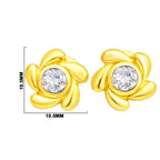 Designer 18K Gold Plated White Zircon, Green Onyx, Red Garnet Flower Stud Earrings for Women & Girls BIE1016