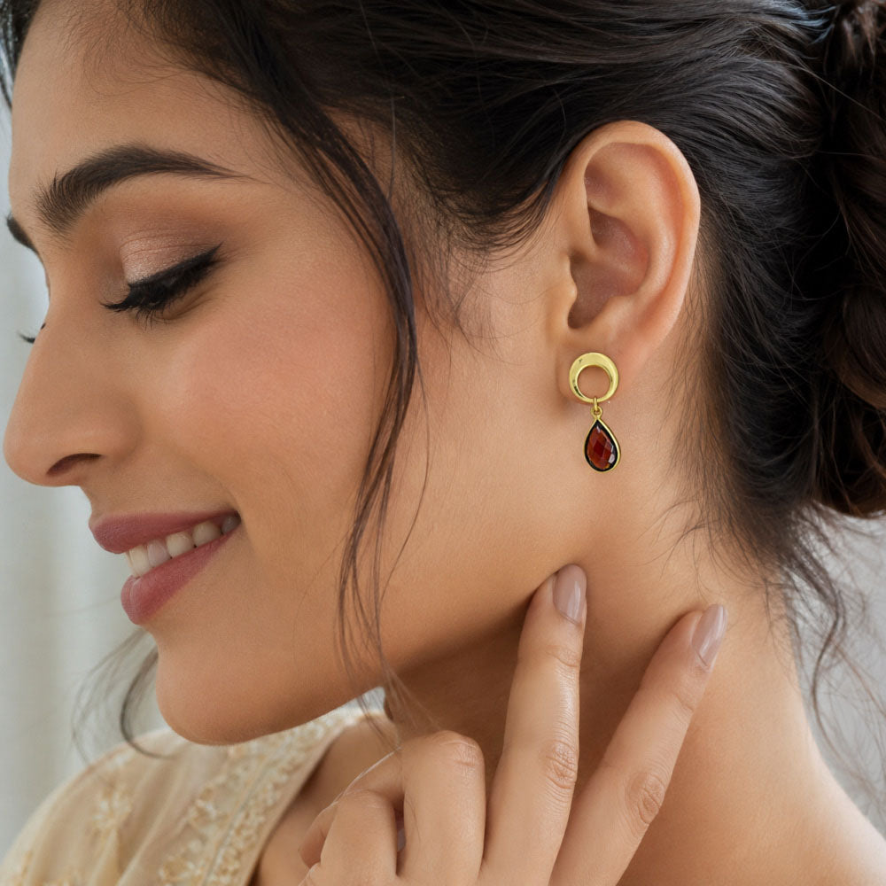 Designer 18K Gold Plated Crystal and Pearl Dangle Earrings for Women & Girls BIE1017