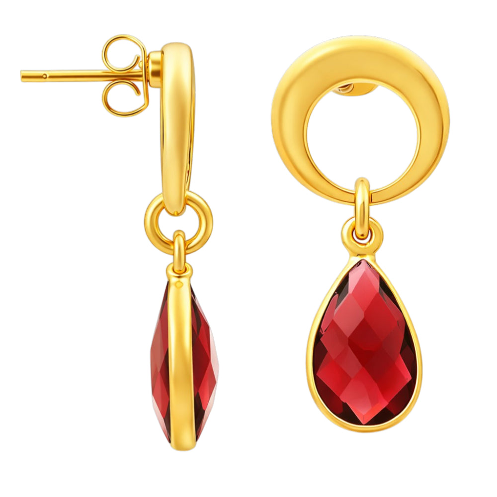 Designer 18K Gold Plated Crystal and Pearl Dangle Earrings for Women & Girls BIE1017