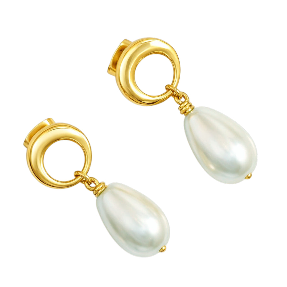 Designer 18K Gold Plated Crystal and Pearl Dangle Earrings for Women & Girls BIE1017