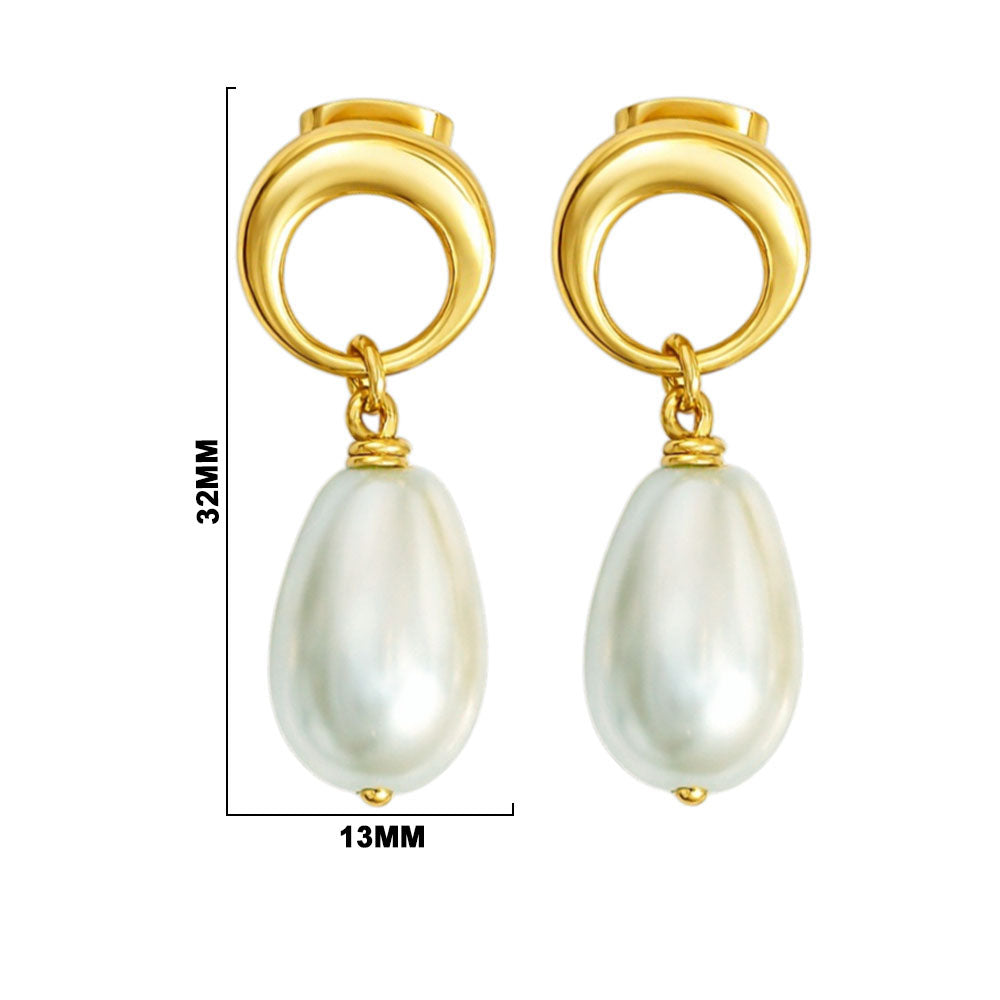 Designer 18K Gold Plated Crystal and Pearl Dangle Earrings for Women & Girls BIE1017