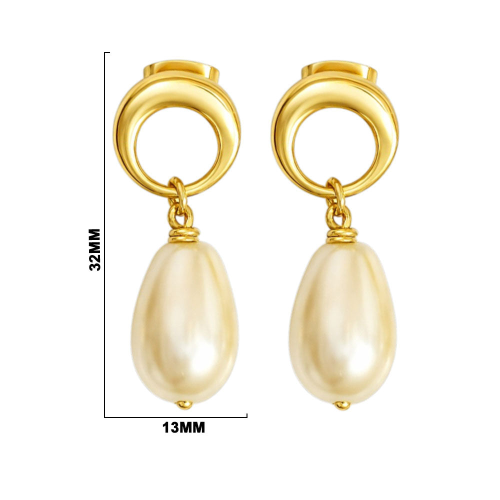 Designer 18K Gold Plated Crystal and Pearl Dangle Earrings for Women & Girls BIE1017