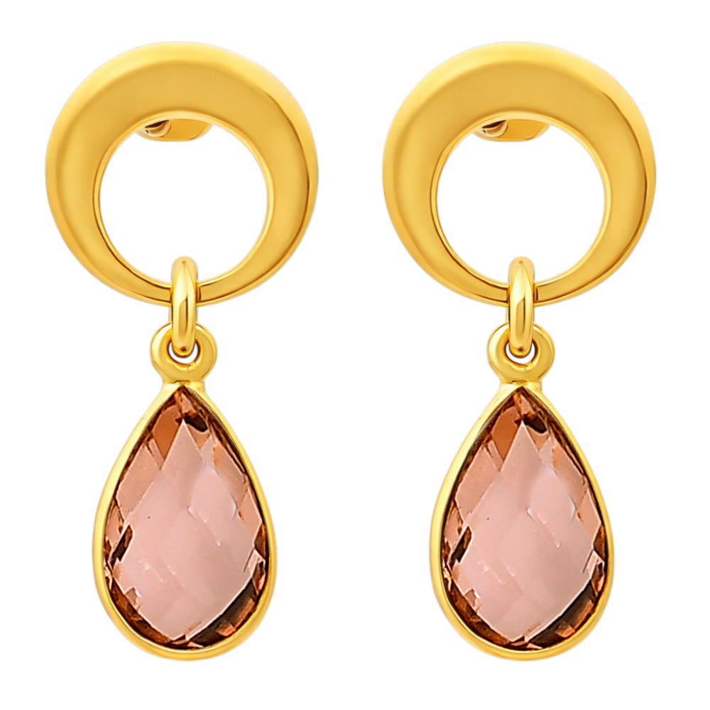 Designer 18K Gold Plated Crystal and Pearl Dangle Earrings for Women & Girls BIE1017
