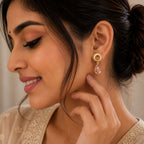 Designer 18K Gold Plated Crystal and Pearl Dangle Earrings for Women & Girls BIE1017