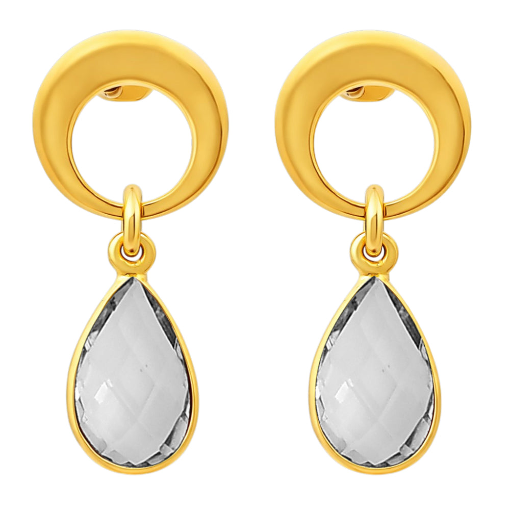 Designer 18K Gold Plated Crystal and Pearl Dangle Earrings for Women & Girls BIE1017