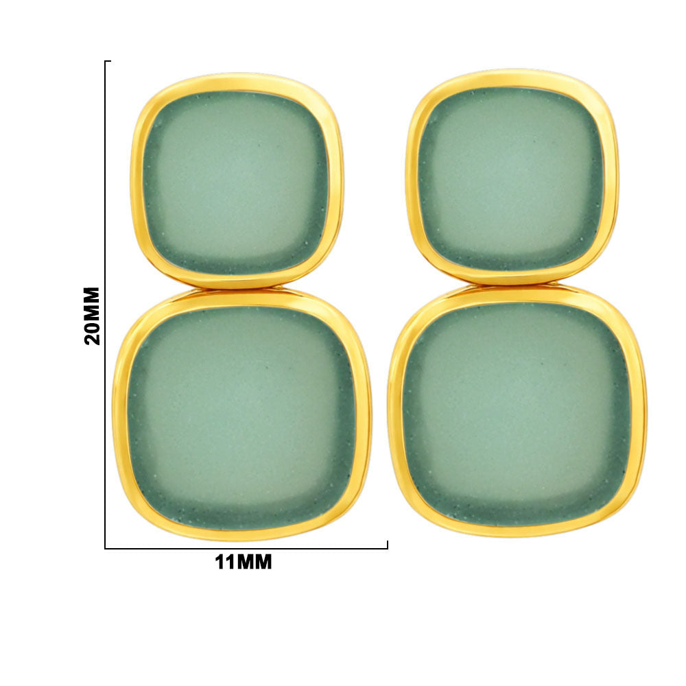 Stylish 18K Gold Plated Milky Quartz, Pearl, Green Onyx Stone Statement Earrings for Women & Girls BIE1018
