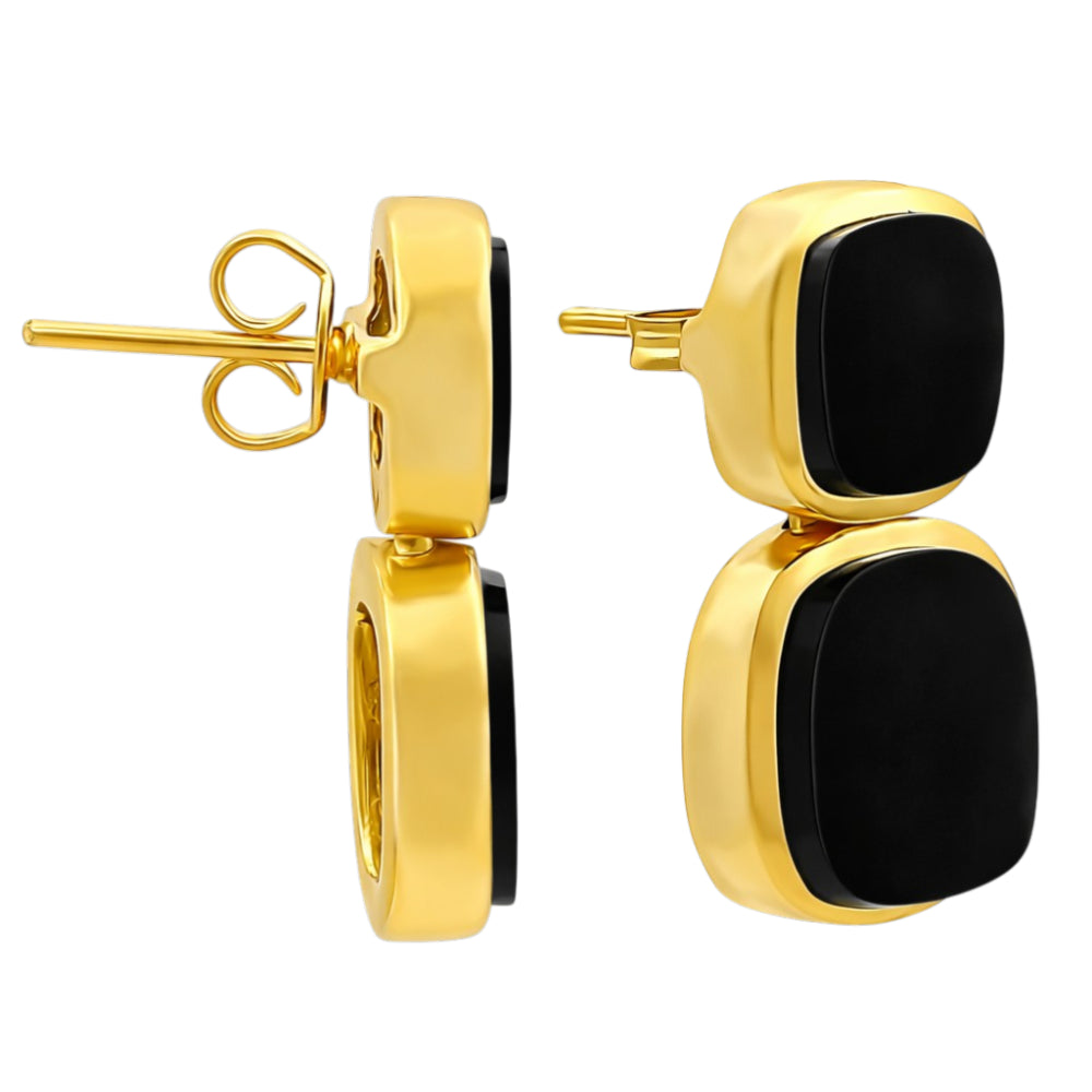 Stylish 18K Gold Plated Milky Quartz, Pearl, Green Onyx Stone Statement Earrings for Women & Girls BIE1018