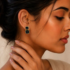 Stylish 18K Gold Plated Milky Quartz, Pearl, Green Onyx Stone Statement Earrings for Women & Girls BIE1018