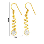 Premium 18K Gold Plated Spiral Wave White Zircon, Green Onyx, Red Garnet Stone Dangle Earrings BIE1019