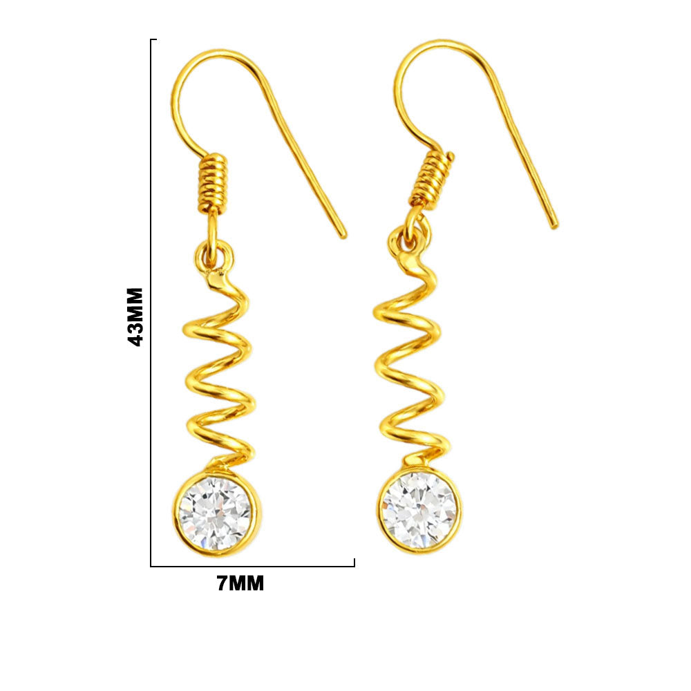 Premium 18K Gold Plated Spiral Wave White Zircon, Green Onyx, Red Garnet Stone Dangle Earrings BIE1019