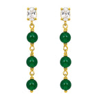 Premium 18K Gold Plated Green Bead Chain Earrings for Ethnic & Western Wear BIE1022