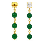 Premium 18K Gold Plated Green Bead Chain Earrings for Ethnic & Western Wear BIE1022