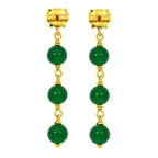 Premium 18K Gold Plated Green Bead Chain Earrings for Ethnic & Western Wear BIE1022