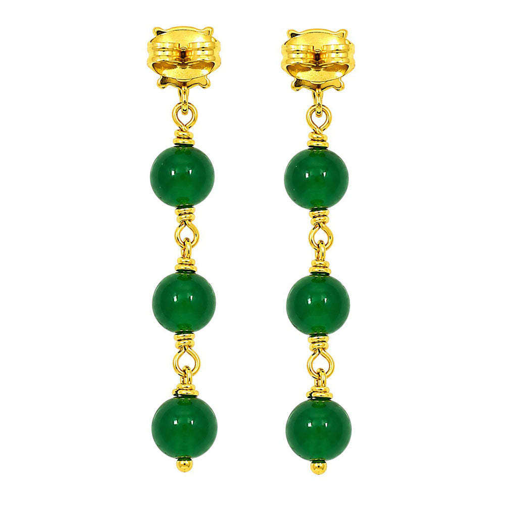 Premium 18K Gold Plated Green Bead Chain Earrings for Ethnic & Western Wear BIE1022