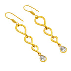 Trendy 18K Gold Plated Link Chain White Zircon, Green Onyx, Red Garnet Drop Earrings for Women & Girls BIE1023