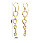 Trendy 18K Gold Plated Link Chain White Zircon, Green Onyx, Red Garnet Drop Earrings for Women & Girls BIE1023