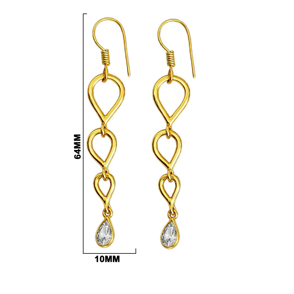 Trendy 18K Gold Plated Link Chain White Zircon, Green Onyx, Red Garnet Drop Earrings for Women & Girls BIE1023