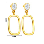 Trendy 18K Gold Plated White Zircon, Green Onyx, Red Garnet Rectangle Drop Earrings for Women & Girls BIE1024