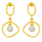 Trendy 18K Gold Plated Geometric White Zircon, Green Onyx, Red Garnet Drop Earrings for Women & Girls BIE1025