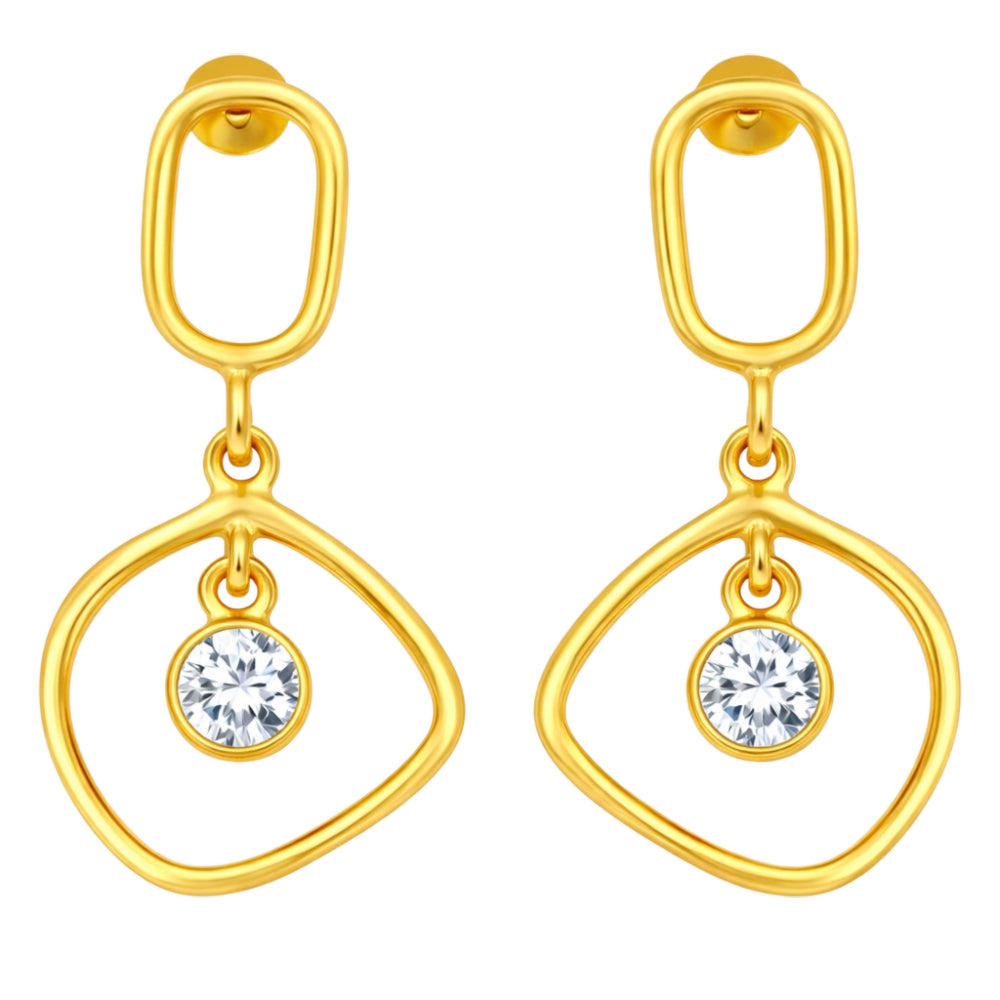 Trendy 18K Gold Plated Geometric White Zircon, Green Onyx, Red Garnet Drop Earrings for Women & Girls BIE1025