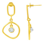 Trendy 18K Gold Plated Geometric White Zircon, Green Onyx, Red Garnet Drop Earrings for Women & Girls BIE1025