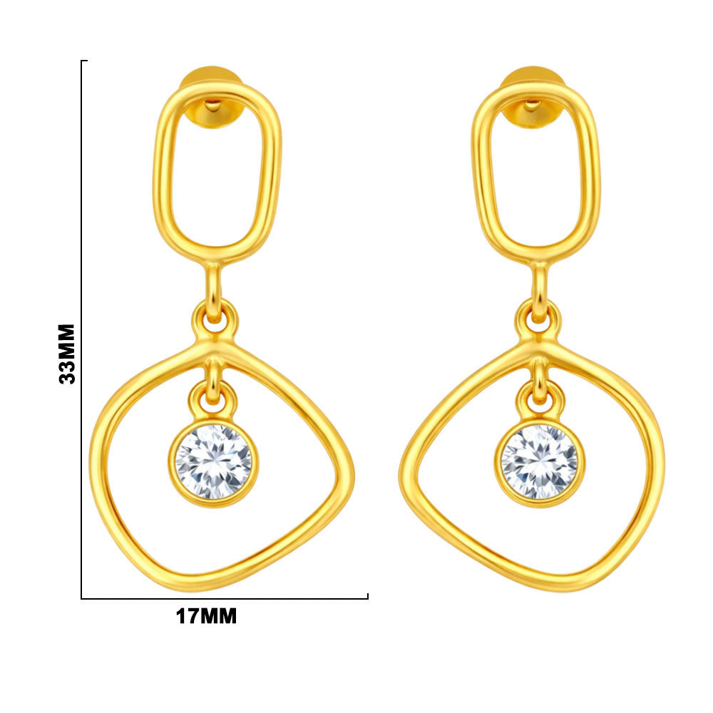 Trendy 18K Gold Plated Geometric White Zircon, Green Onyx, Red Garnet Drop Earrings for Women & Girls BIE1025