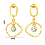 Trendy 18K Gold Plated Geometric White Zircon, Green Onyx, Red Garnet Drop Earrings for Women & Girls BIE1025