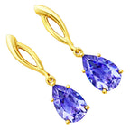 Trendy 18K Gold Plated Colored Gemstone Teardrop Drop Earrings for Women & Girls BIE1026