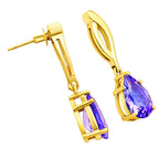 Trendy 18K Gold Plated Colored Gemstone Teardrop Drop Earrings for Women & Girls BIE1026