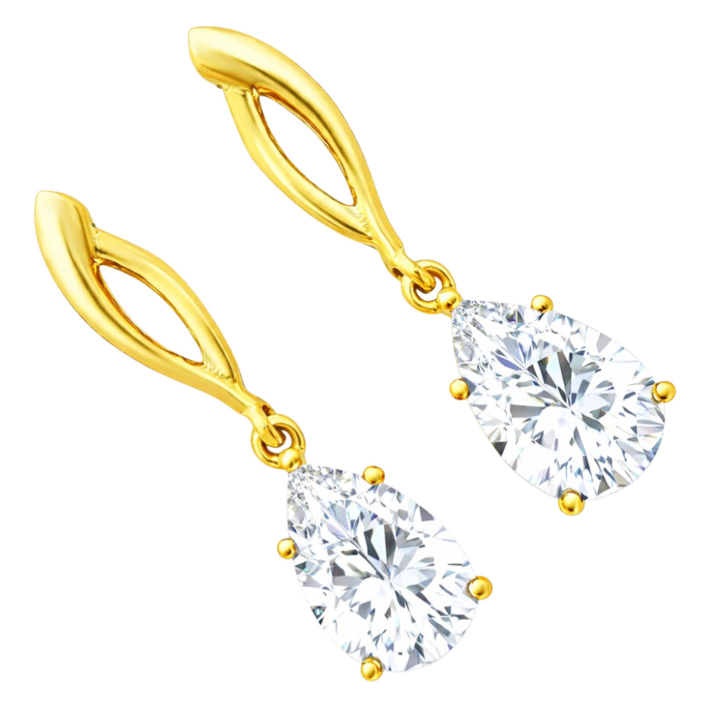 Trendy 18K Gold Plated Colored Gemstone Teardrop Drop Earrings for Women & Girls BIE1026