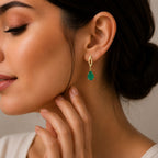 Trendy 18K Gold Plated Colored Gemstone Teardrop Drop Earrings for Women & Girls BIE1026