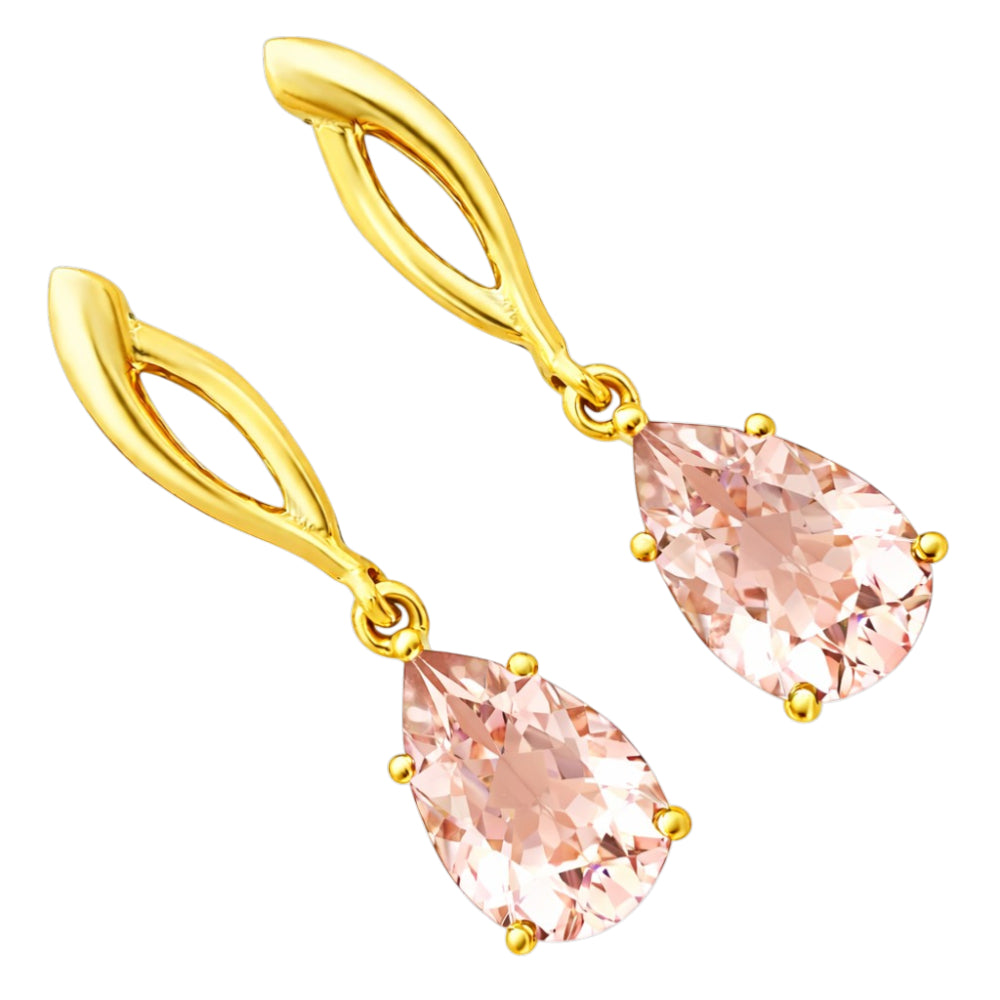 Trendy 18K Gold Plated Colored Gemstone Teardrop Drop Earrings for Women & Girls BIE1026