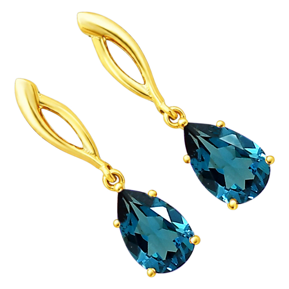 Trendy 18K Gold Plated Colored Gemstone Teardrop Drop Earrings for Women & Girls BIE1026