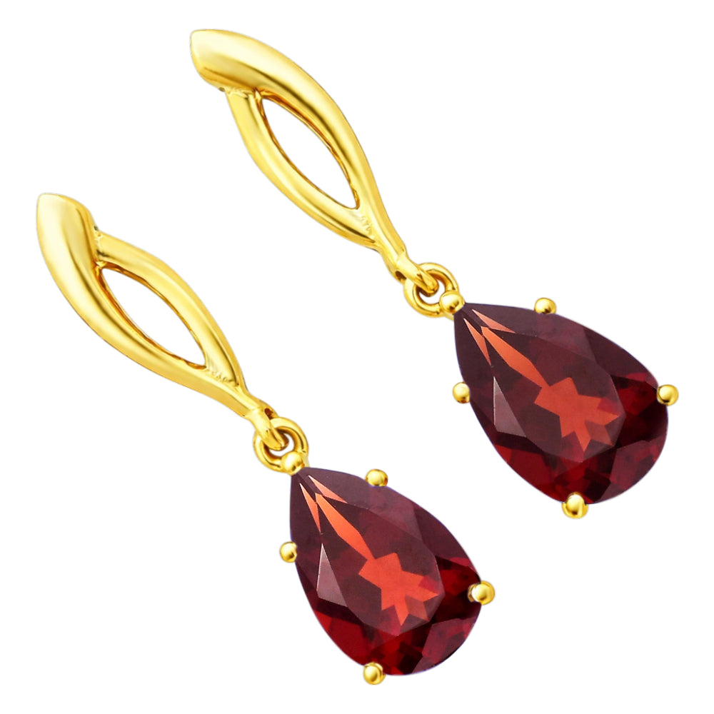 Trendy 18K Gold Plated Colored Gemstone Teardrop Drop Earrings for Women & Girls BIE1026