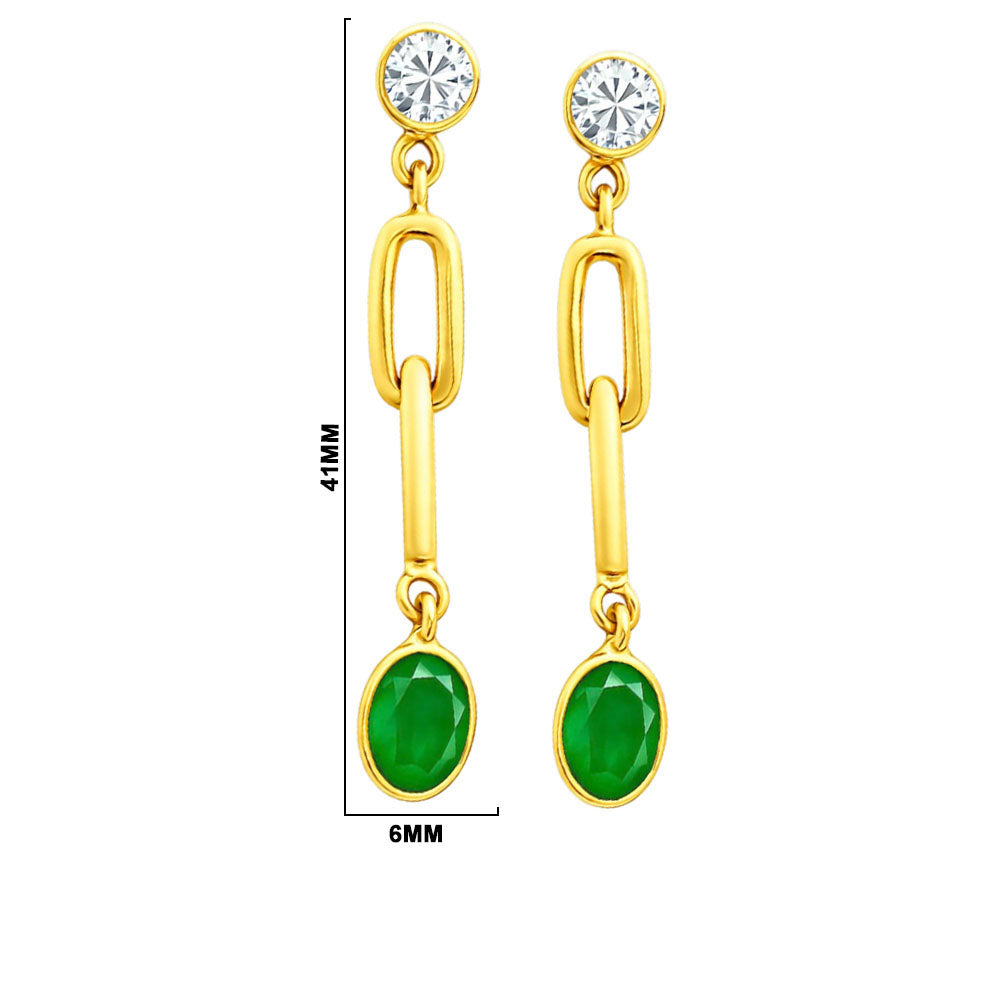 Elegant 18K Gold Plated Colored Gemstone Chain Dangle Earrings BIE1027