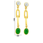 Elegant 18K Gold Plated Colored Gemstone Chain Dangle Earrings BIE1027