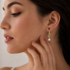 Elegant 18K Gold Plated Colored Gemstone Chain Dangle Earrings BIE1027