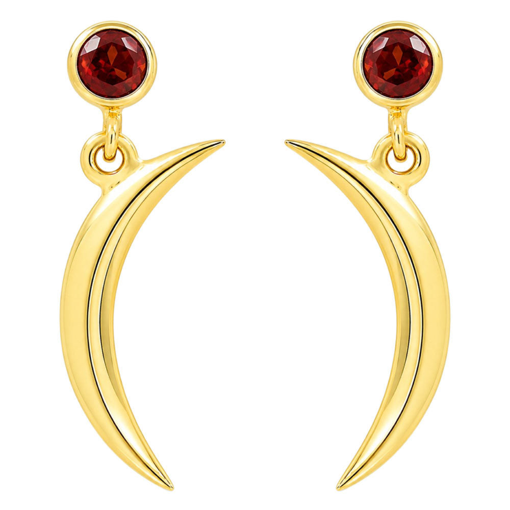 18K Gold Plated Crescent Moon Western Wear Earrings with Colorful Gemstone BIE1029