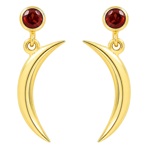 18K Gold Plated Crescent Moon Western Wear Earrings with Colorful Gemstone BIE1029