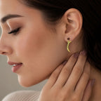 18K Gold Plated Crescent Moon Western Wear Earrings with Colorful Gemstone BIE1029