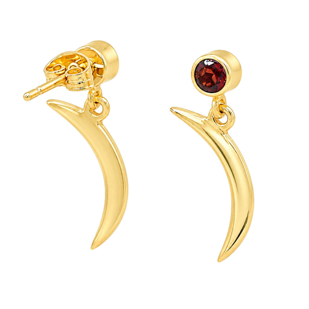 18K Gold Plated Crescent Moon Western Wear Earrings with Colorful Gemstone BIE1029