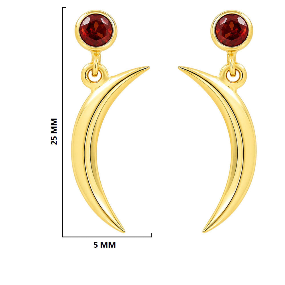 18K Gold Plated Crescent Moon Western Wear Earrings with Colorful Gemstone BIE1029