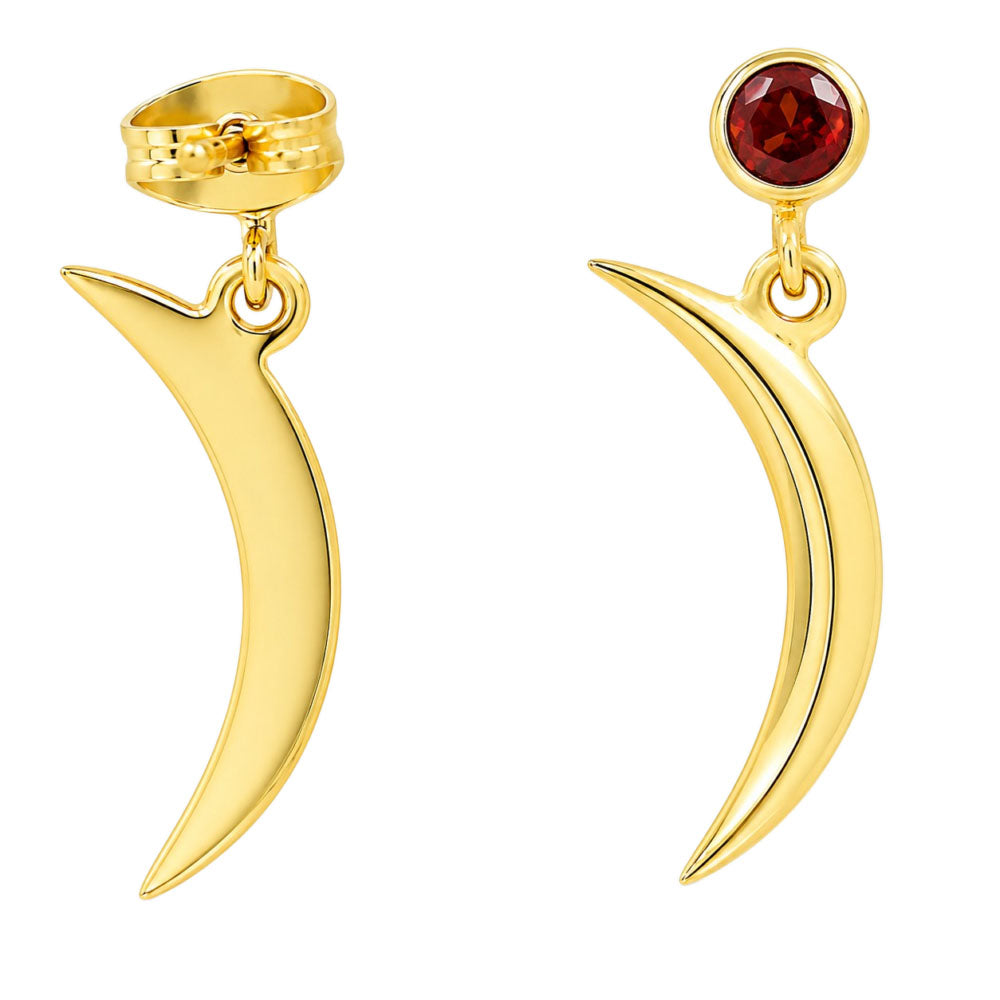 18K Gold Plated Crescent Moon Western Wear Earrings with Colorful Gemstone BIE1029